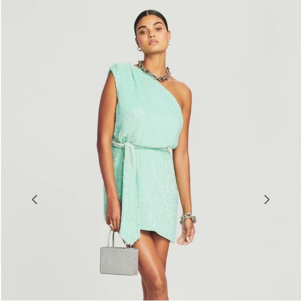 Retrofete ELLA SEQUIN MINI DRESS AQUA - Size XSmall